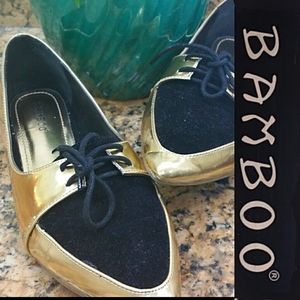 Bamboo Bonjour-09 Lace up Metallic Oxfords